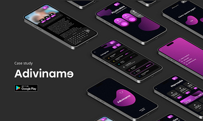 Case study Adiviname app branding design illustration ui ux