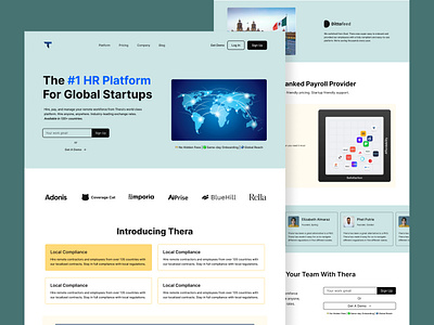 Thera - HR Management Platform Landing Page career development clean design color scheme corporate design grid layout hiring platform hr management hr technology human resources job search landing page professional design recruitment talent acquisition typography ui design user interface web design