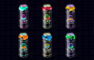 Elixir – Icon and Packaging Design branding design drink drink design drinks graphic design logo packaging design product product design soda typography vector