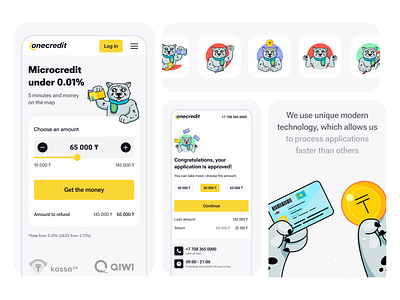 Onecredit: Interfaces and illustrations branding credit design fintech graphic design illustration logo mobile ui ux vector