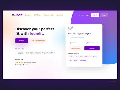 Foundit Job Platform Website Landing Page Design | UI app design figma foundit job ui ux web zuno