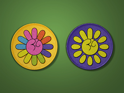 Future Merch / Logo Patches 🌼 ☀️ branding flower ident iron on patch logo merch patch patch appliqué patches peace peace fingers pop art positive vibes psychedelia psychedelic retro seventies sixties sun sunshine