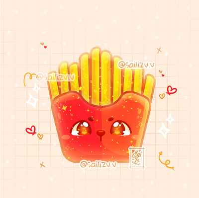 French fries by sailizv.v adorable adorable lovely artwork concept creative cute art design digitalart illustration