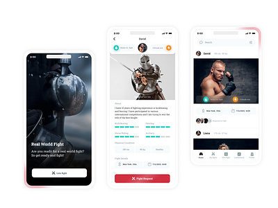 Top Knight card design fighting app leaderboard real world fight sign up ui