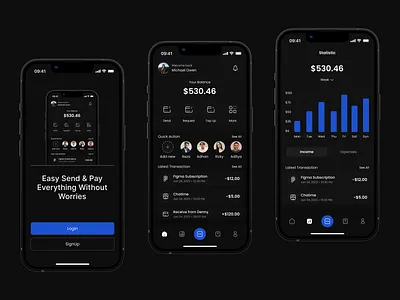 Finance Mobile App Exploration clean dark figma figmadesign finance app mobile app uid uidesign uiux user interface