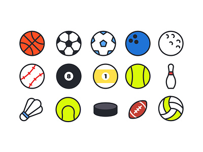 Sport ball icons affinity designer badminton ball balls busketball flat football golf hockey icons pool soccer tennis vector volleyball