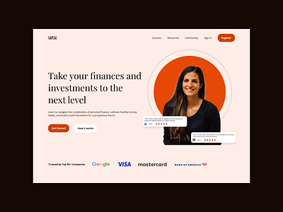 Financial services hero image colors design finance fintech hero image landing page typography ui ui design ux design web design website