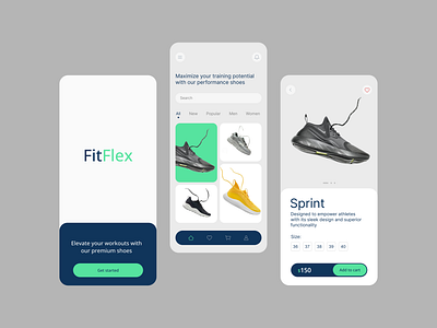 Fit Flex App app design design ecommerce app mobile design online shopping app ui ui design ui ux ux workout shoes
