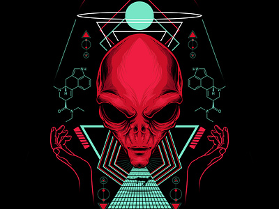 Alien Head - T Shirt Design alienart art conceptart design graphic design illustration psyart psychedelic psychedelicart tshirt tshirtdesign