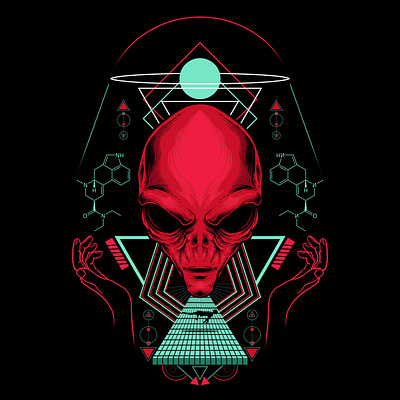 Alien Head - T Shirt Design alienart art conceptart design graphic design illustration psyart psychedelic psychedelicart tshirt tshirtdesign