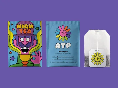 A Tea P business brew bag. Everyone loves a cuppa right? ☕️ 🫖 brew character character design illustration inkygoodness inkygoodness collective make your mark pop art procreate psychedelia psychedelic retro seventies sixties stars tea tea bag tea lover tea party tea time