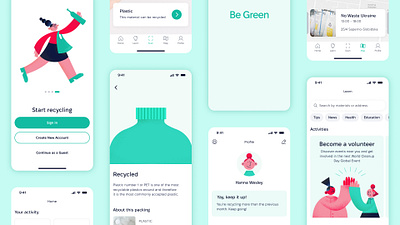 Be Green Recycle App app illustration mobile app mobile app design recycle app reycyle ui uiux
