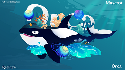 Orca blue branding desain fish illustration ilustrasi mascoot orca tipografi whale whale shark