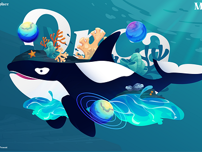 Orca blue branding desain fish illustration ilustrasi mascoot orca tipografi whale whale shark