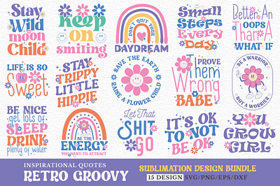 Retro Groovy Sublimation Design Bundle mental health