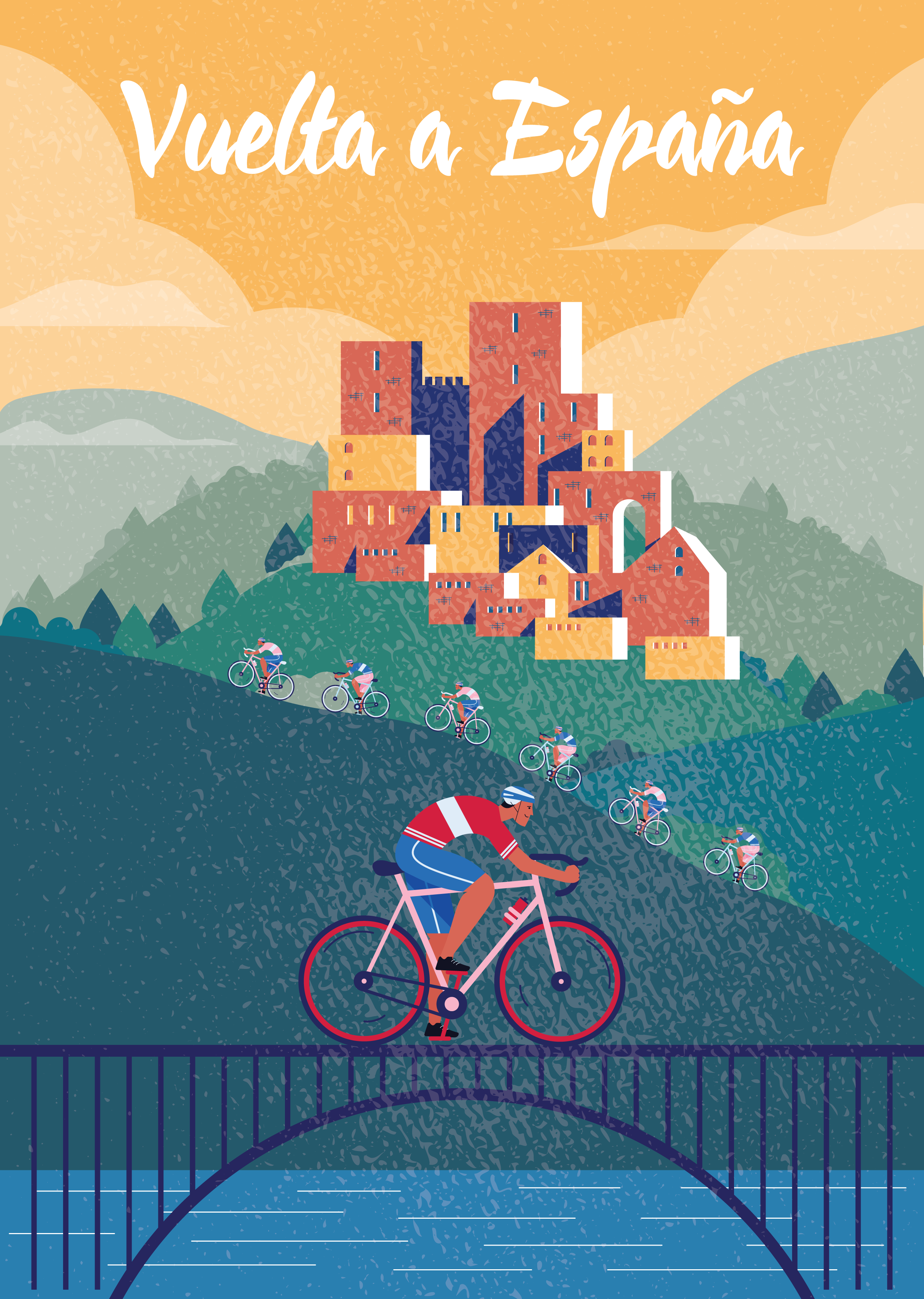 Vuelta a Espana - Cycling poster design ai cycling cyclists design flat graphic design illustration illustrator poster poster design spain texture vector vector art vuelta a espana