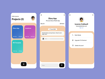 Project Logger App app concept design minimal mobile ui ux
