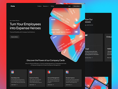 Fintria Expense Heros branding design gradient header hero logo ui webdesign website