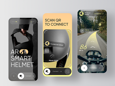 Helmet With Augmented Reality System adventure app ar augmentedreality design helmet innovation ios mobile motorcycle product design ride udesign