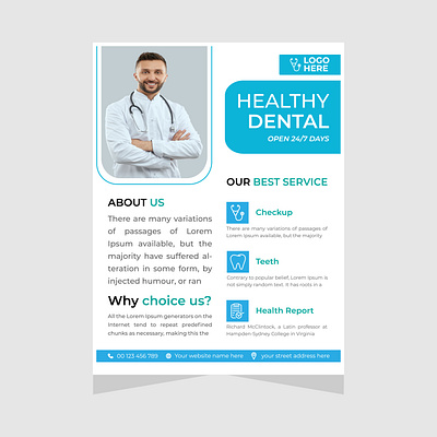 Medical dental flyer design template. poster