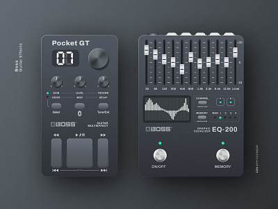 Boss Guitar Effects boss guitar design boss guitar effects figma design player ui design vintage player design
