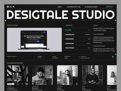 DesigTale Studio Website Concept black and white branding business design homepage interface landing page layout layouts minimal modern designs modern web product product design startup typography ui ux web design website
