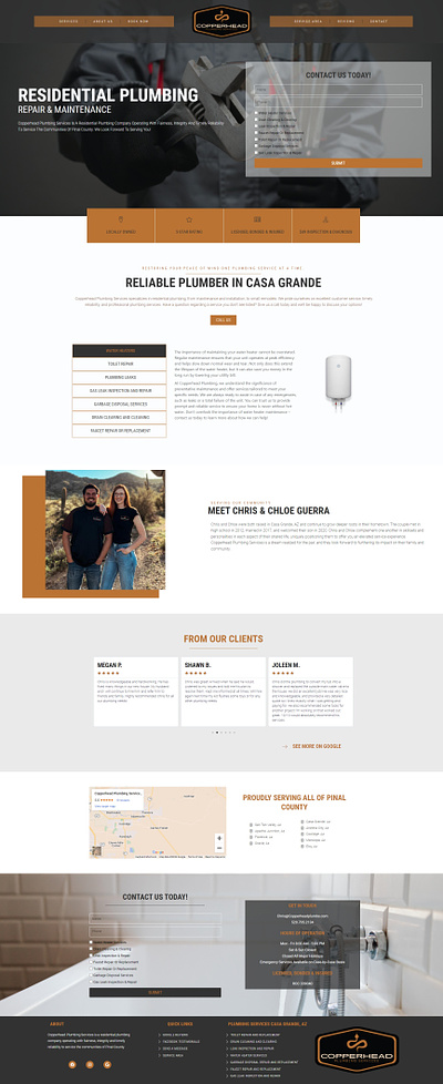 Plumbing Service Single Page Website Design homepage plumbing service ux web design