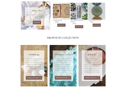 Shopify Home Page for Crystal and Mineral Retailer crystal homepage retail shopify web design