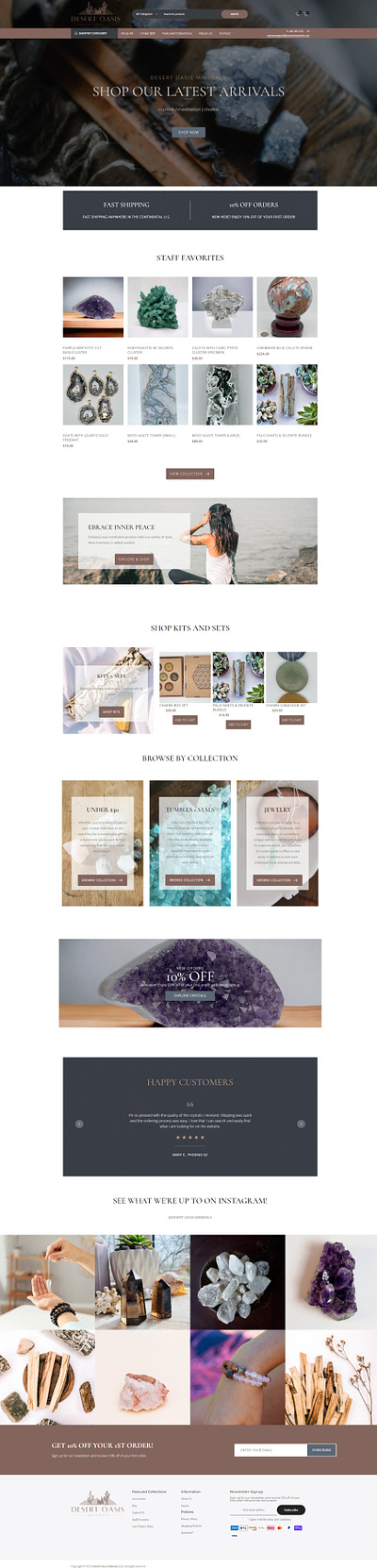 Shopify Home Page for Crystal and Mineral Retailer crystal homepage retail shopify web design