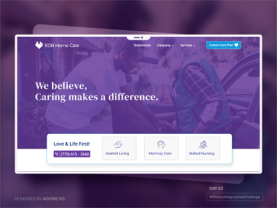 Caring makes a difference adobe xd branding creative process. creativeprocess design elderly care figma healthcare illustration nursing palliative ui userexperience web design