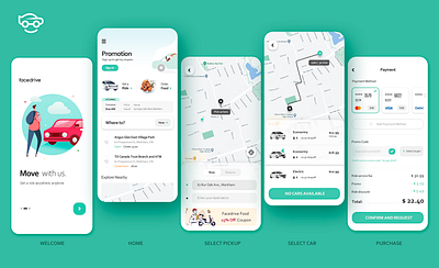 Rideshare app design ui