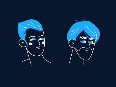 Corporate Portraits, p.1 blue character dark face female illustration illustrator male person portrait vector