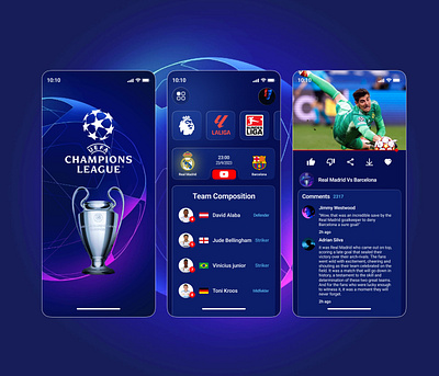 Live Football App app appdesign design graphic design ui ux