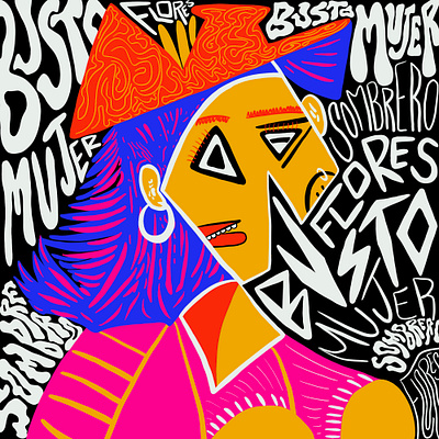 Mi versión de “Busto de mujer con sombrero con flores” (Picasso)