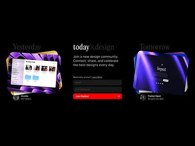 todays.design app coming soon community design join landing page platform stack ui waitlist web
