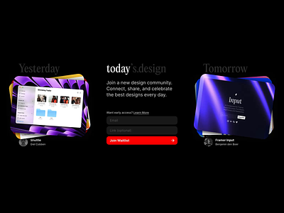 todays.design app coming soon community design join landing page platform stack ui waitlist web