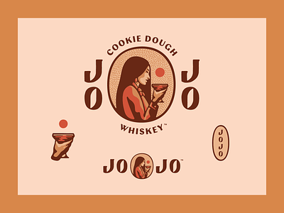 JOJO Whiskey Branding branding cocktail cookie cookie dough design gold illustration logo red sun vector vintage whiskey woman