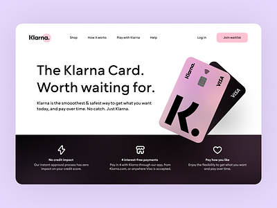 Klarna Card Landing Page bank card fintech klarna purple redesign ui ux web design