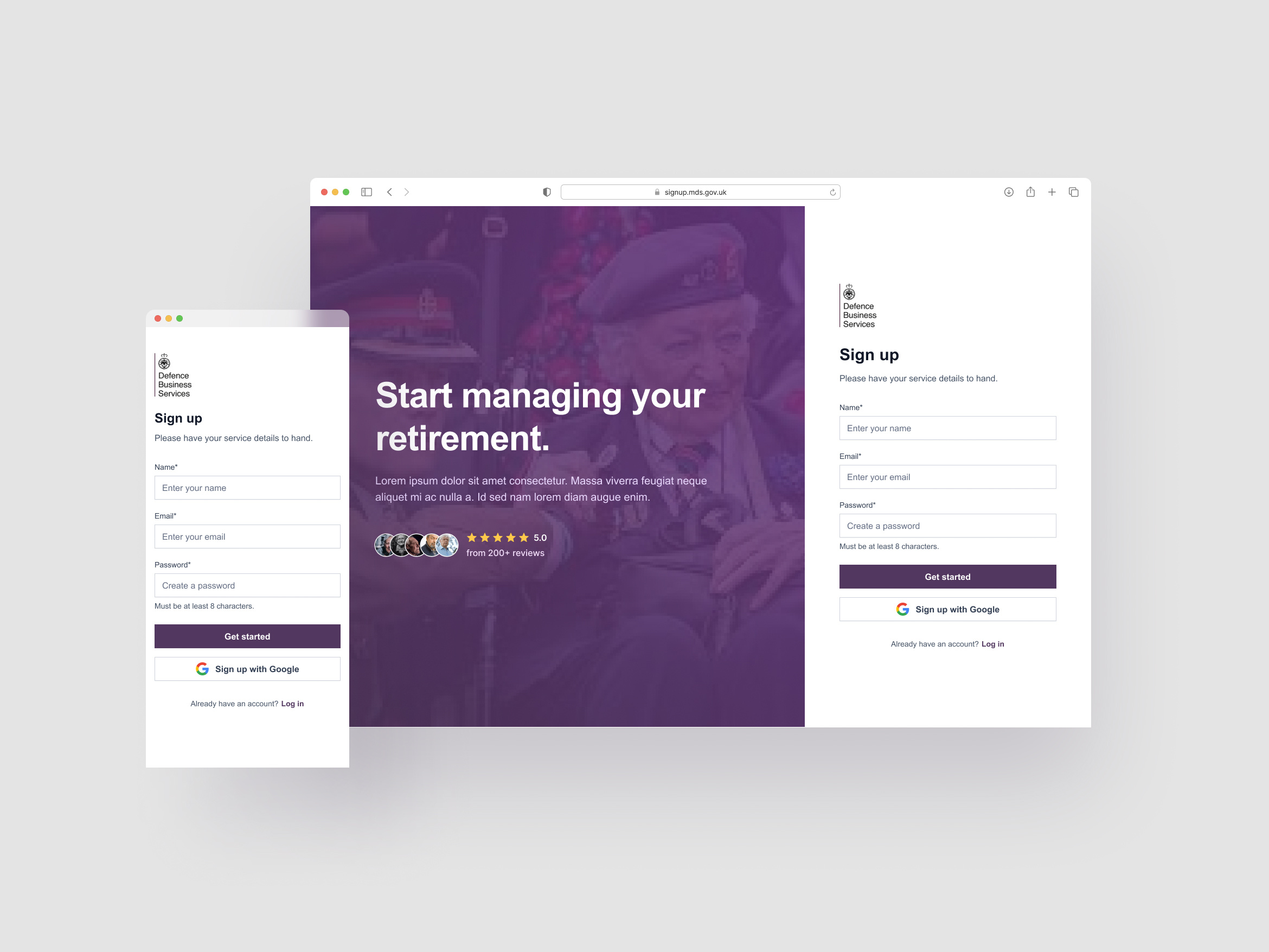 Defence Business Services: Sign Up design government product design tech ui uk gov ux web website