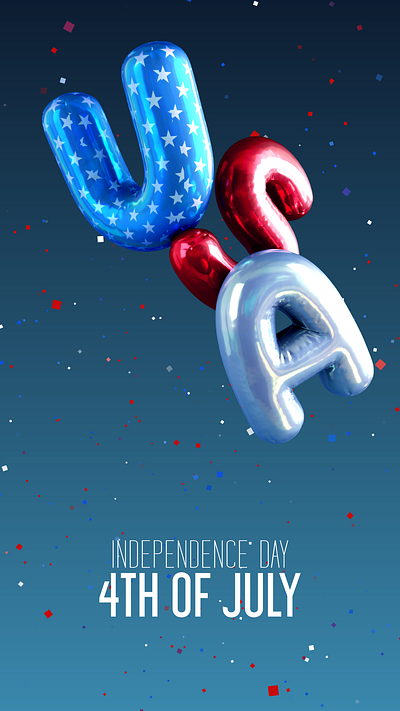 USA Balloons Spellbound in Patriotic Delight - Stories 3d animation ballon houdini independence day type usa vellum