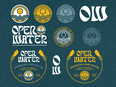 Open Water -Kayak & Brewery tour logo flash badge design branding design graphic design logo vector