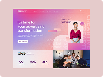 Creative Digital Agency Landing Page Website Exploration advertising branding design desktop exploration landing page product design typography ui uiux uiux design ux web website