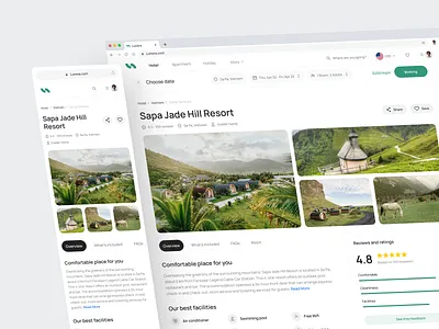 Lunora - Detail Page Room booking dashboard detail page detail room homestay hotel house online book product design product page property real estate reservation room ticket travel ui ux vacation vacationrental