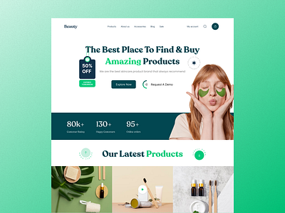 Skincare Landing page UI beautiful beauty body clean clinic cosmetic cosmetics creative health healthcare hero section landing page makeup models skin skincare ui ui web design uxui web design