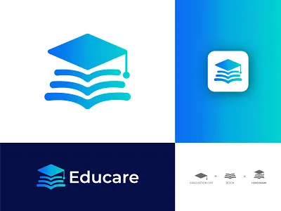 Educare - Education Logo Design academy book logo bookmark brand identity branding e logo ebook logo educare logo education education logo graduation cap graduation logo letter logo logo logo design logofolio modern logo school student teacher