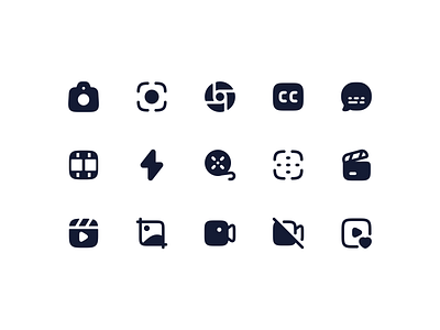 Image, Camera & Video Icons bulk camera figma film flash icon icon design icon library icon pack icon set iconography icons image lens solid stroke video