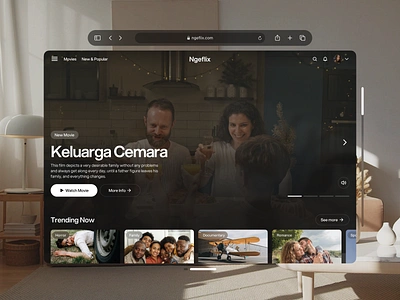 Apple Vision Pro - Ngeflix apple apple vision pro ar design augmented reality dashboard glassmorph mixed reality product design smart device smart movie spatial spatial ui ui virtual virtual reality vision pro visionos vr web web design