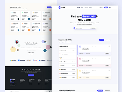 Job Finder Website Design UI clean creative design find job hiring job job hiring job listing job marketplace job platform job portal job search landing page ui ui design uiux design ux web design work work finder