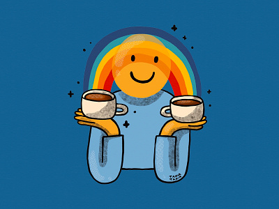 Happy Juice cafeine character coffee face illustration illustrator joy mug rainbow smile smiley spark vector