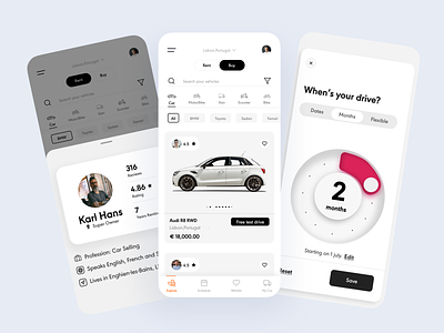 Car Renting Application android app app design autocar automotion automotive car carrenting design ecommerce app ios app design mobie app design rent ui